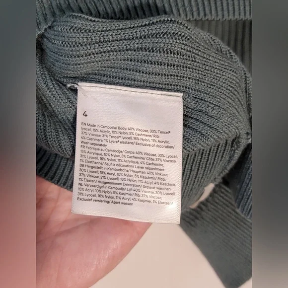 Lululemon Reversible Crossover Sweater•Knit Merino Wool•Medium Forest Green•Sz 4 - Picture 7 of 16